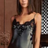 Silk Nightwear | Pyjama Tops>Marjolaine Pearl Silk Camisole PearlSlate/Black