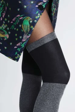Patterned Tights | Black Tights>FiORE Peiga Tights 40 Denier Black/Melange