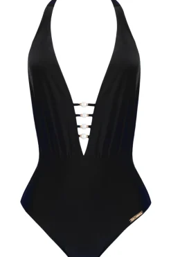 Swimsuits | Sexy Lingerie>Lise Charmel Perles Nacrées Halter Swimsuit Black