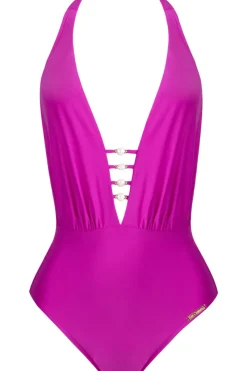 Swimsuits | Sexy Lingerie>Lise Charmel Perles Nacrées Halter Swimsuit Fuchsia