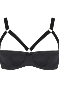 Balconette Bras & Demi Bras | Underwired Bras>Coco de Mer Persephone Underwired Half Cup Balcony Bra Black