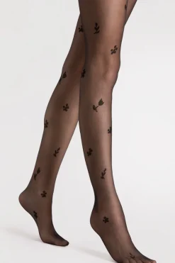 Black Tights | Patterned Tights>FiORE Petal Tights 20 Denier Black