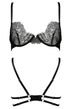 Sheer Lingerie | Underwired Bras>E.L.F Zhou Pitch Lace Underwired Bra Black