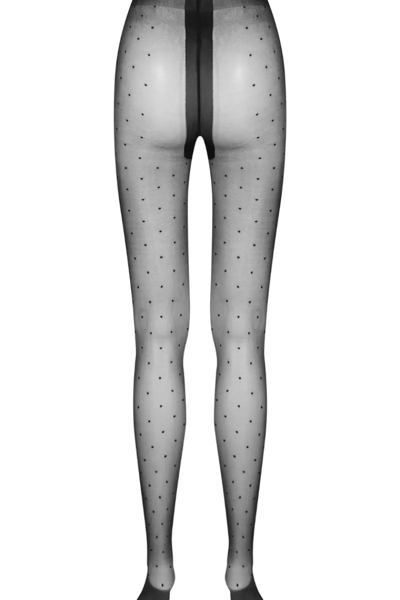 Black Tights | Patterned Tights>Maison Close Plumetis Tights 15 Denier Black