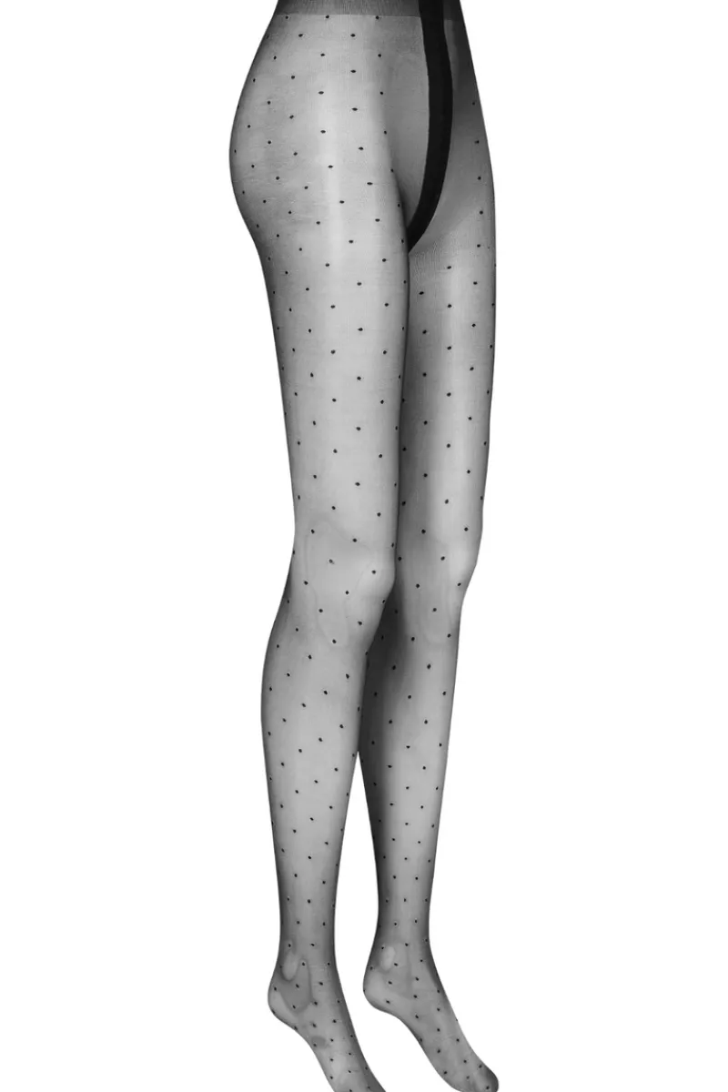 Black Tights | Patterned Tights>Maison Close Plumetis Tights 15 Denier Black