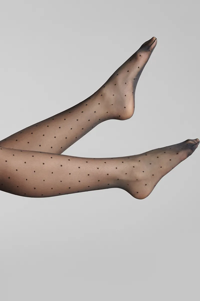 Black Tights | Patterned Tights>Maison Close Plumetis Tights 15 Denier Black
