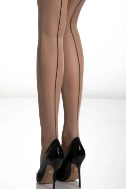 Black Hold Ups | £30 And Under>Amour Provocative Back Seam Hold Ups 20 Denier Beige/Black