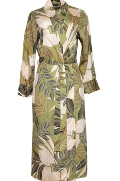 Kimonos & Robes>Fable u0026 Eve Richmond Leaf Print Long Dressing Gown, Size UK 8 Multi
