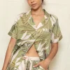 Pyjama Tops | Pyjama Sets>Fable u0026 Eve Richmond Leaf Print Shorty Set Multi