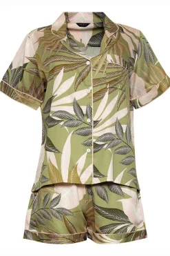 Pyjama Tops | Pyjama Sets>Fable u0026 Eve Richmond Leaf Print Shorty Set Multi