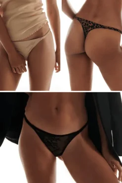 3 Piece Lingerie Sets | Thongs & G-strings>Love Stories Roomservice Trio Pack Thongs RoomserviceMulti