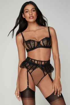 Sheer Lingerie | High Waist Thongs And Knickers>Agent Provocateur Rozlyn Suspender Thong Black