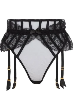 Sheer Lingerie | High Waist Thongs And Knickers>Agent Provocateur Rozlyn Suspender Thong Black