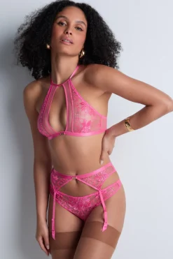 Sexy Lingerie | Luxury French Lingerie>Aubade Rules of Attraction Suspender in Pink