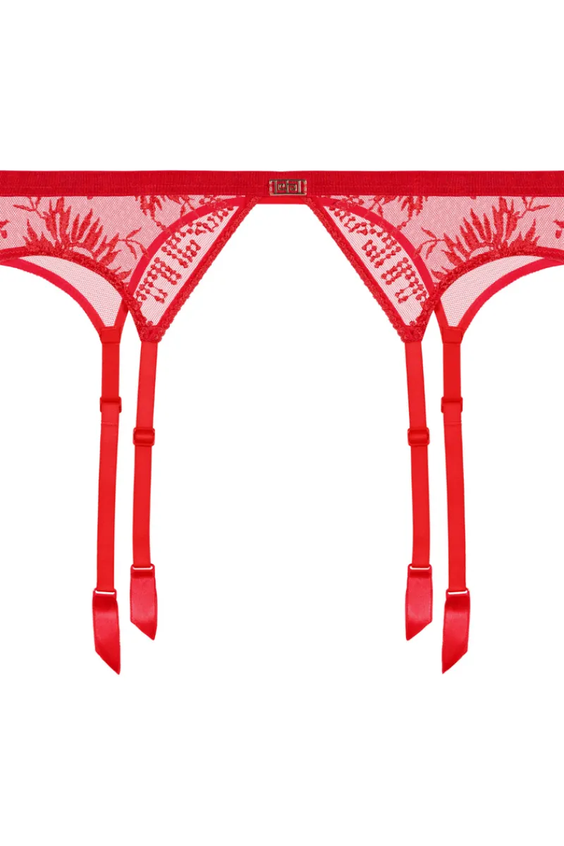 Red Lingerie | Sexy Lingerie>Aubade Rules of Attraction Suspender in Red