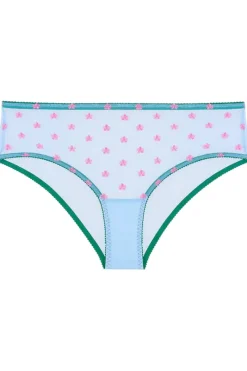 Sheer Lingerie | High Waist Thongs And Knickers>Dora Larsen Sage Embroidered High Waist Knicker Blue