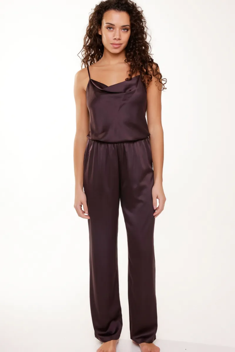2 Piece Lingerie Sets | Lingerie Sets>Lingadore Satin Cami Top & Pants Pyjama Set Dark Pepper