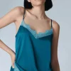 Pyjama Tops | Luxury French Lingerie>Simone Pérèle Satin Secrets Camisole Cyan Blue