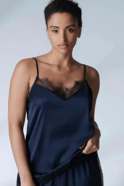 Pyjama Tops | Luxury French Lingerie>Simone Pérèle Satin Secrets Camisole Full Moon