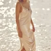 Nighties, Babydolls & Chemises | Bridal & Honeymoon Lingerie>Simone Pérèle Satin Secrets Long Nightdress in Rose Sakura, Size 1 (UK 8-10)