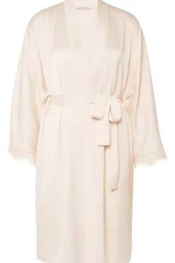 Kimonos & Robes | Bridal & Honeymoon Lingerie>Simone Pérèle Satin Secrets Mid-Length Kimono in Rose Sakura