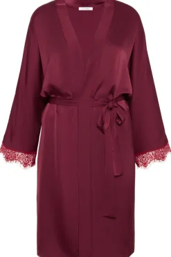 Kimonos & Robes | Red Lingerie>Simone Pérèle Satin Secrets Mid-Length Kimono in Spinel Red