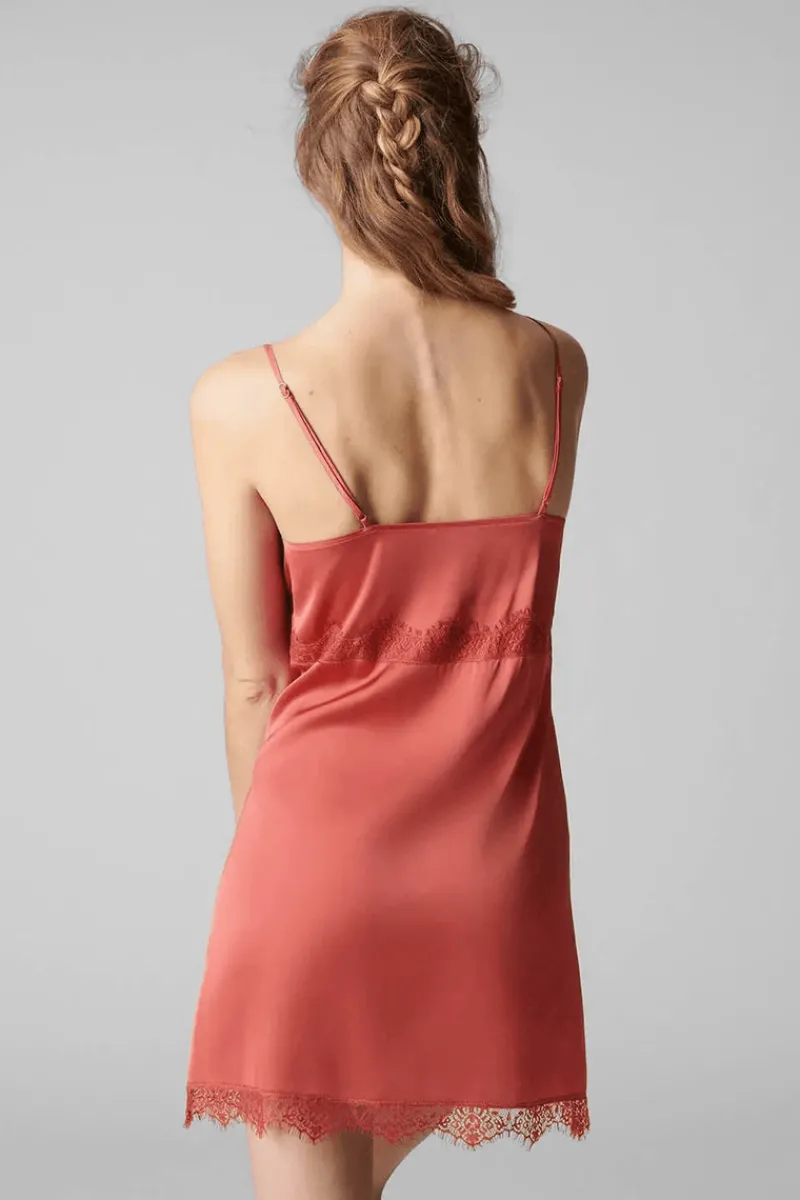 Nighties, Babydolls & Chemises | Mother's Day>Simone Pérèle Satin Secrets Nightdress Quartz Pink