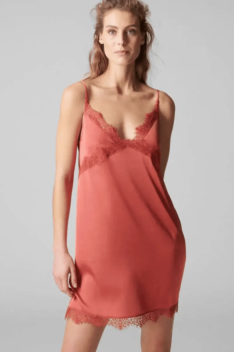 Nighties, Babydolls & Chemises | Mother's Day>Simone Pérèle Satin Secrets Nightdress Quartz Pink