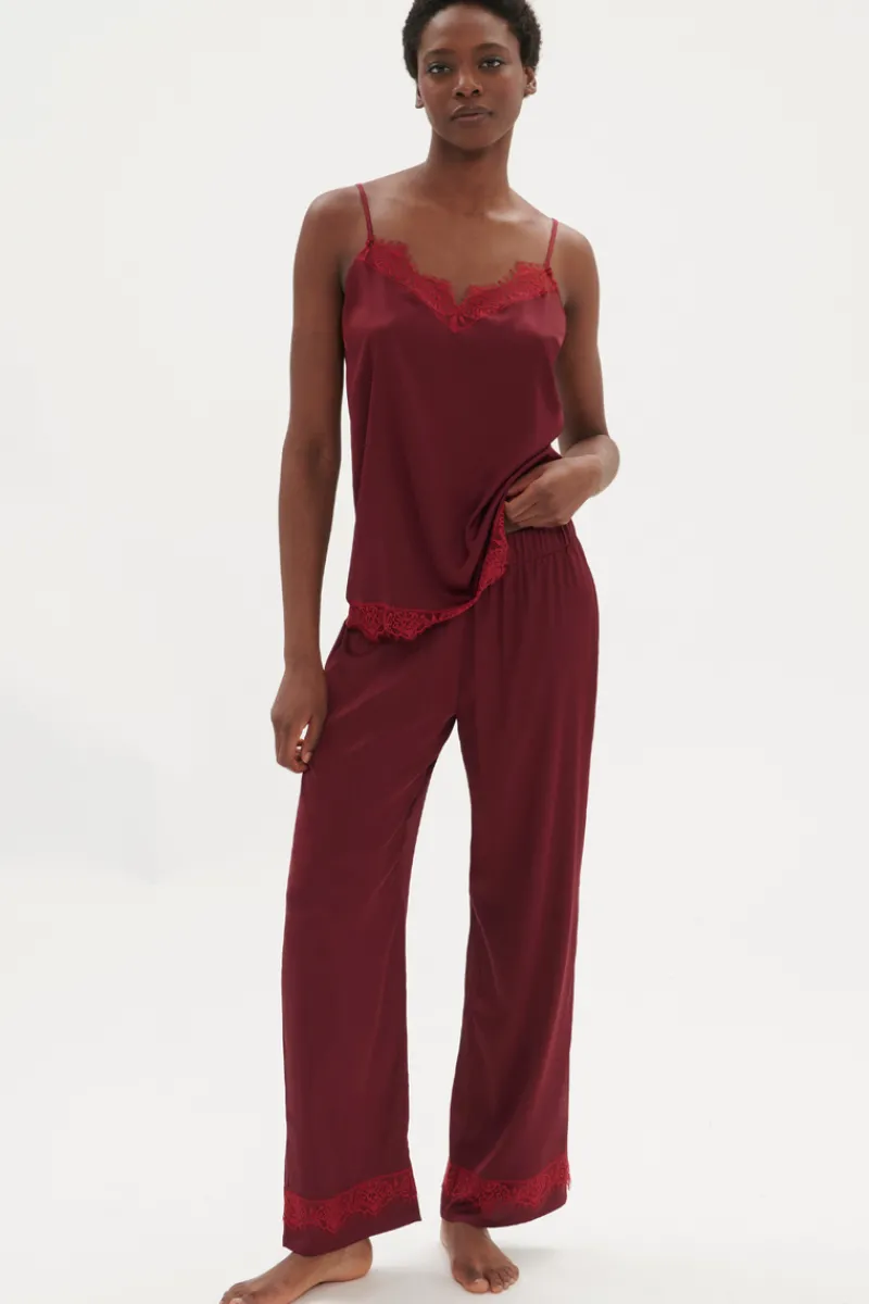Pyjama Pants & Shorts | Red Lingerie>Simone Pérèle Satin Secrets Pants in Spinel Red SpinelRed