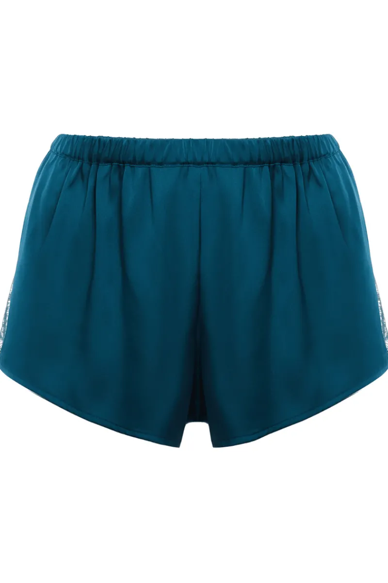 Pyjama Pants & Shorts | Luxury French Lingerie>Simone Pérèle Satin Secrets Short Cyan Blue