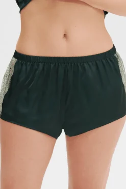 Pyjama Pants & Shorts | Luxury French Lingerie>Simone Pérèle Satin Secrets Short Kolsai Green