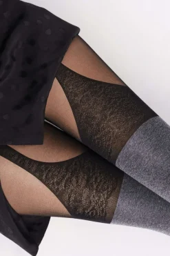 Black Tights | Patterned Tights>FiORE Segnorina Tights 40 Denier Black/Melange