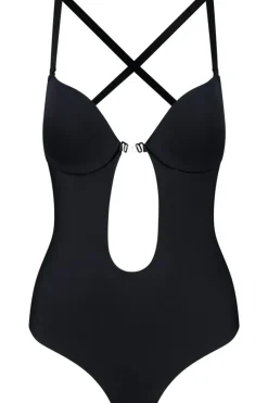 Bodysuits & Playsuits | Bra Solutions & Accessories>Bye Bra Sensual Low Back Thong Bodysuit Black