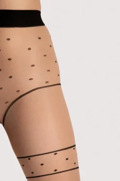 Nude Tights | Black Tights>FiORE Sensual Starlight Crotchless Tights 20 Denier Nude/Black