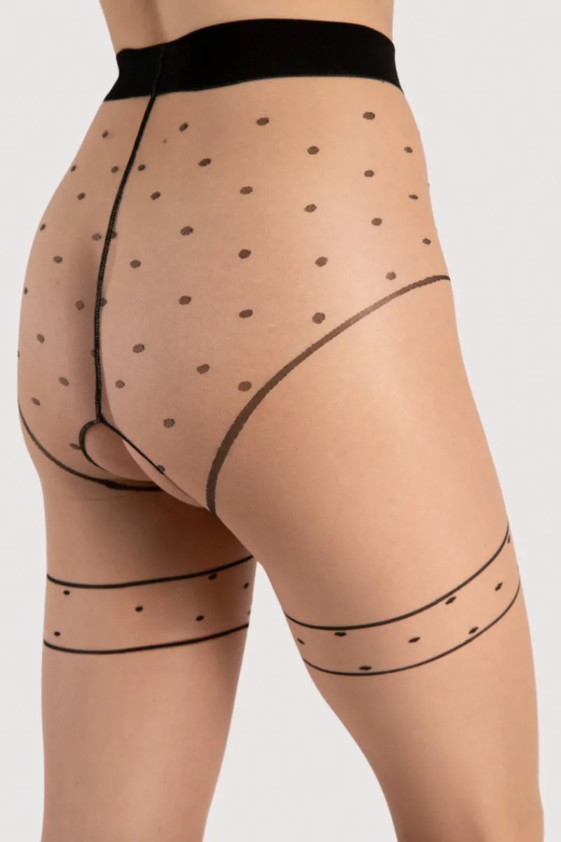 Nude Tights | Black Tights>FiORE Sensual Starlight Crotchless Tights 20 Denier Nude/Black