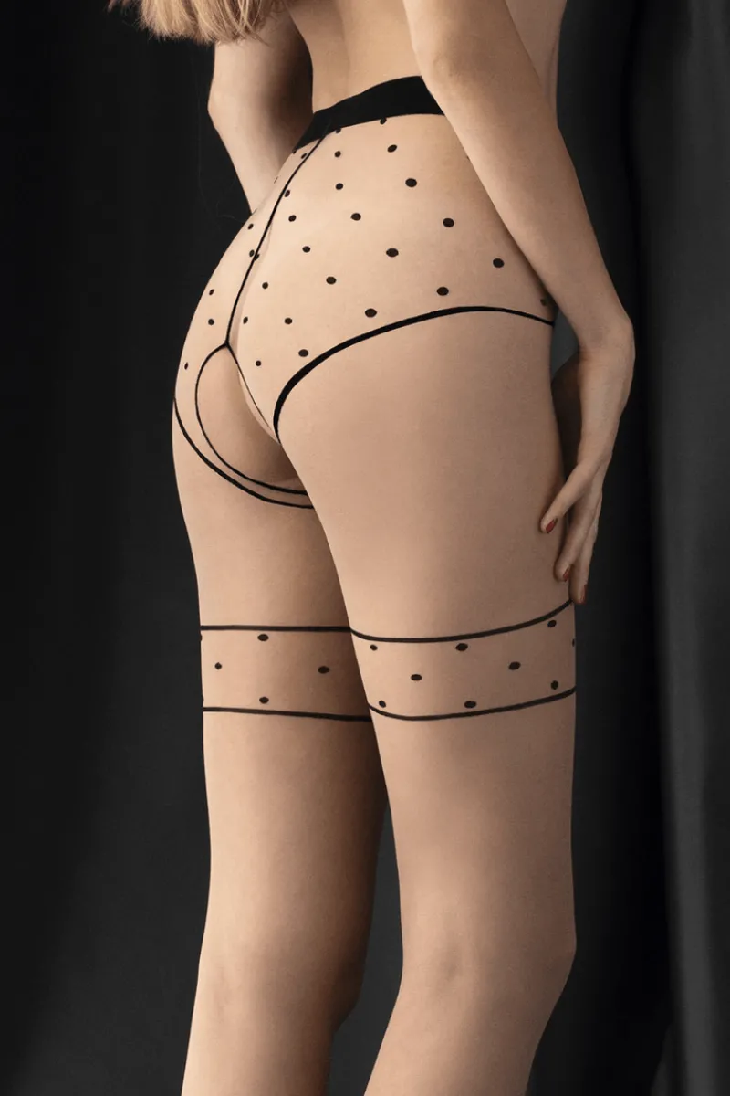 Nude Tights | Black Tights>FiORE Sensual Starlight Crotchless Tights 20 Denier Nude/Black