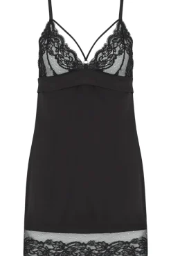 Nighties, Babydolls & Chemises>Coco de Mer Seraphine Slip, Size L (UK 12-14) Black
