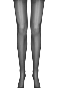 Black Stockings | Sheer Stockings>Maison Close Sheer Cut & Curled Stockings 20 Denier - Black