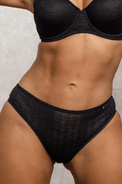 £30 And Under | Briefs>Nudea Sheer Deco High Leg Brief in Black