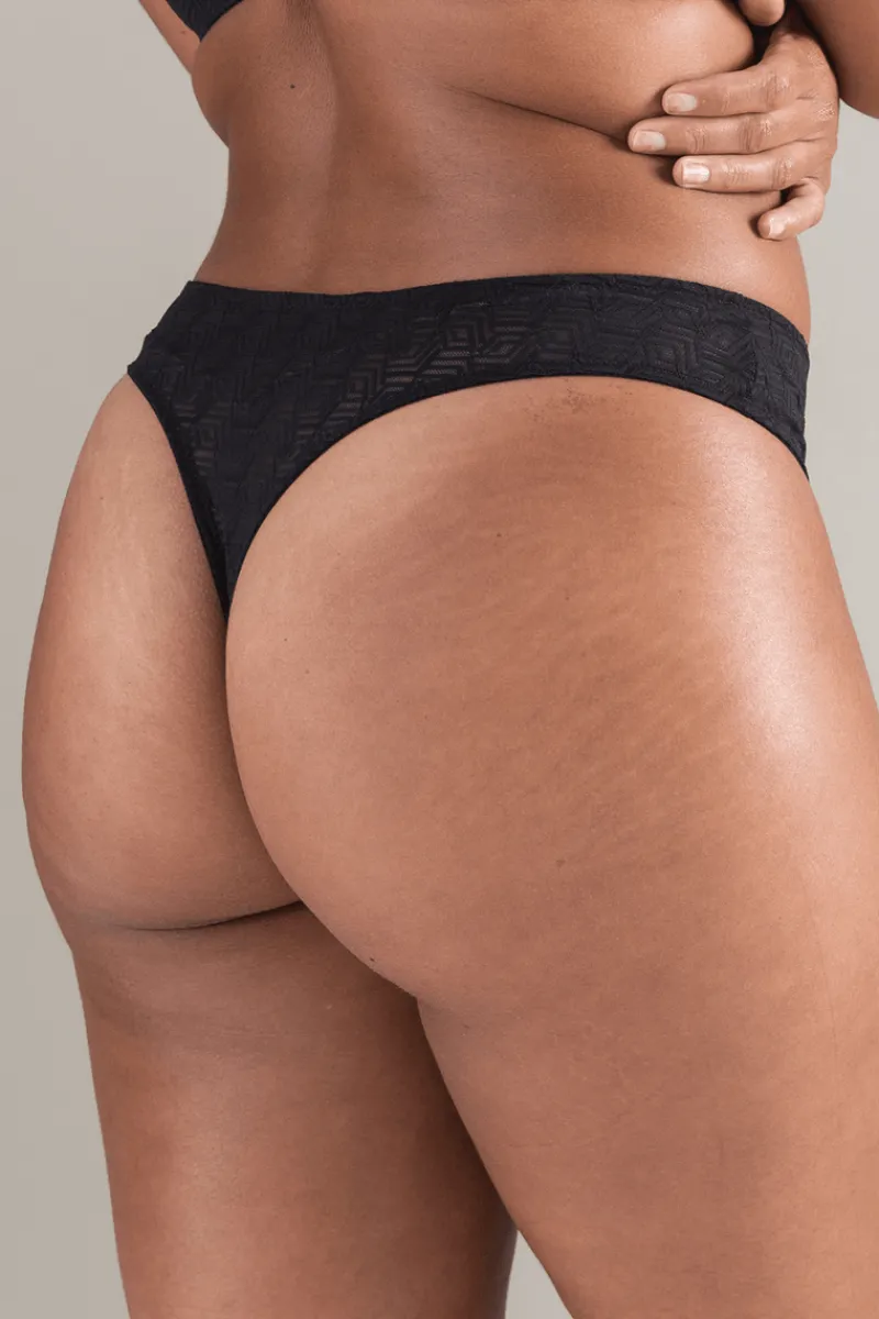 £30 And Under | Thongs & G-strings>Nudea Sheer Deco Thong in Black