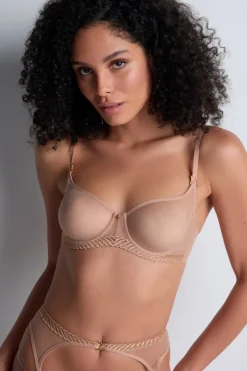 Sexy Lingerie | Luxury French Lingerie>Aubade Sheer Emotion Half Cup Bra SheerEmotionSand