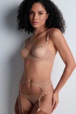 Sexy Lingerie | Luxury French Lingerie>Aubade Sheer Emotion Suspender SheerEmotionSand