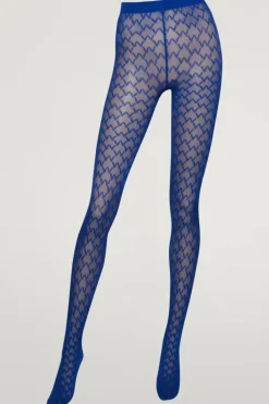 Patterned Tights>Wolford Sheer W Tights Electric Blue