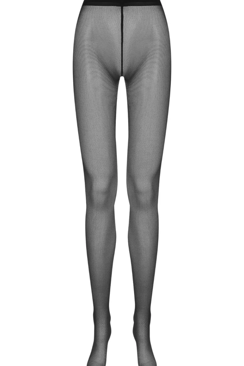 Black Tights | Back Seamed Tights>Maison Close Signature Seamed Fishnet Illusion Tights 25 Denier Black