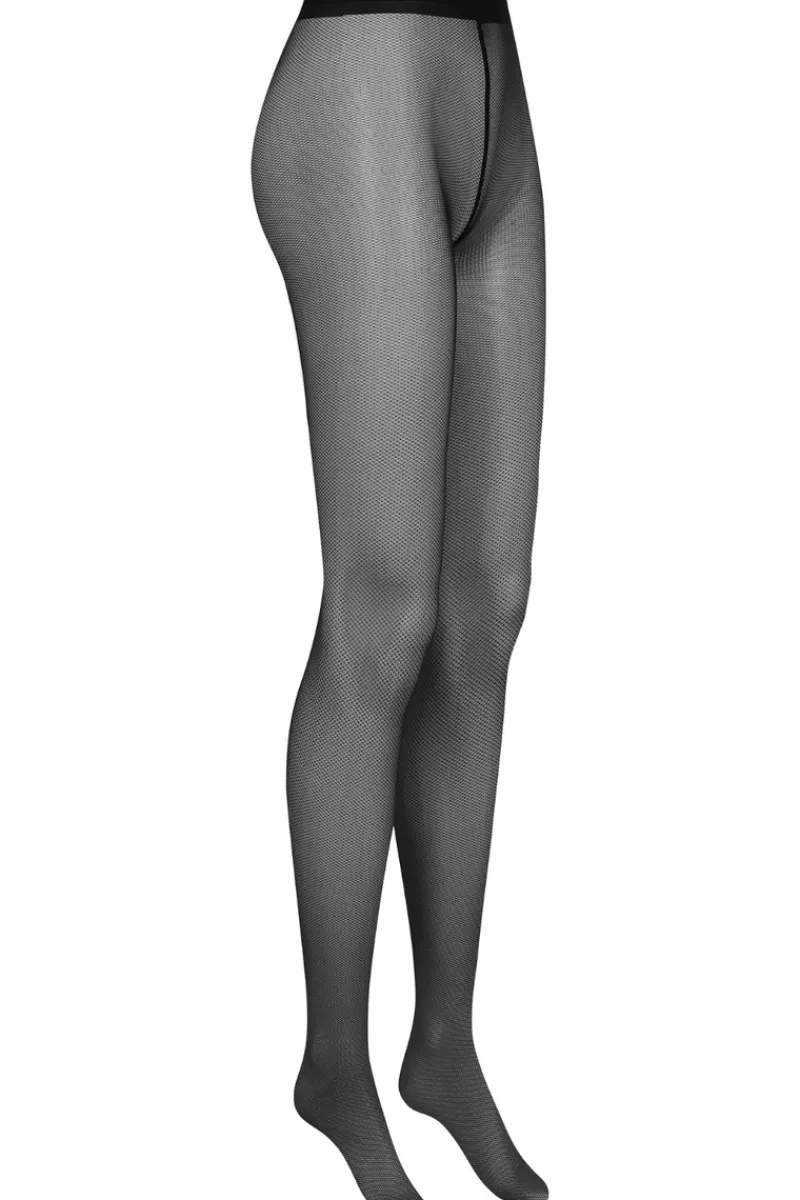 Black Tights | Back Seamed Tights>Maison Close Signature Seamed Fishnet Illusion Tights 25 Denier Black