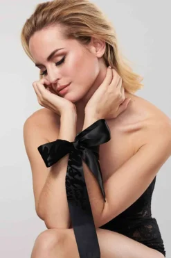 Restraints, Cuffs & Gloves | Pleasure>Bijoux Indiscrets Silky Restraints With Velvet Print Black