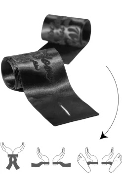 Restraints, Cuffs & Gloves | Pleasure>Bijoux Indiscrets Silky Restraints With Velvet Print Black