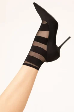 £30 And Under | Sheer Lingerie>FiORE Simple Story Striped Socks 15 Denier Black