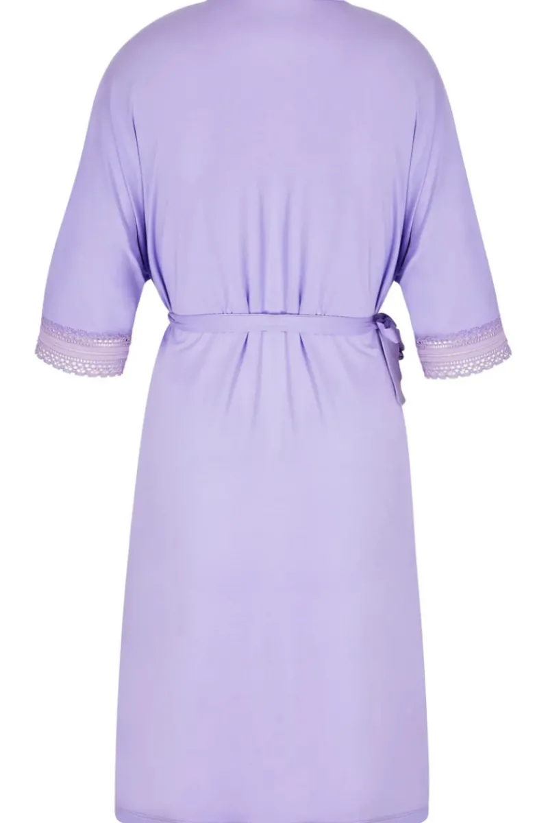 Kimonos & Robes>Antigel Simply Graphic Mid-Length Robe in Lilac
