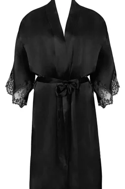 Silk Nightwear | Kimonos & Robes>Lise Charmel Splendeur Soie Mid Length Robe Black